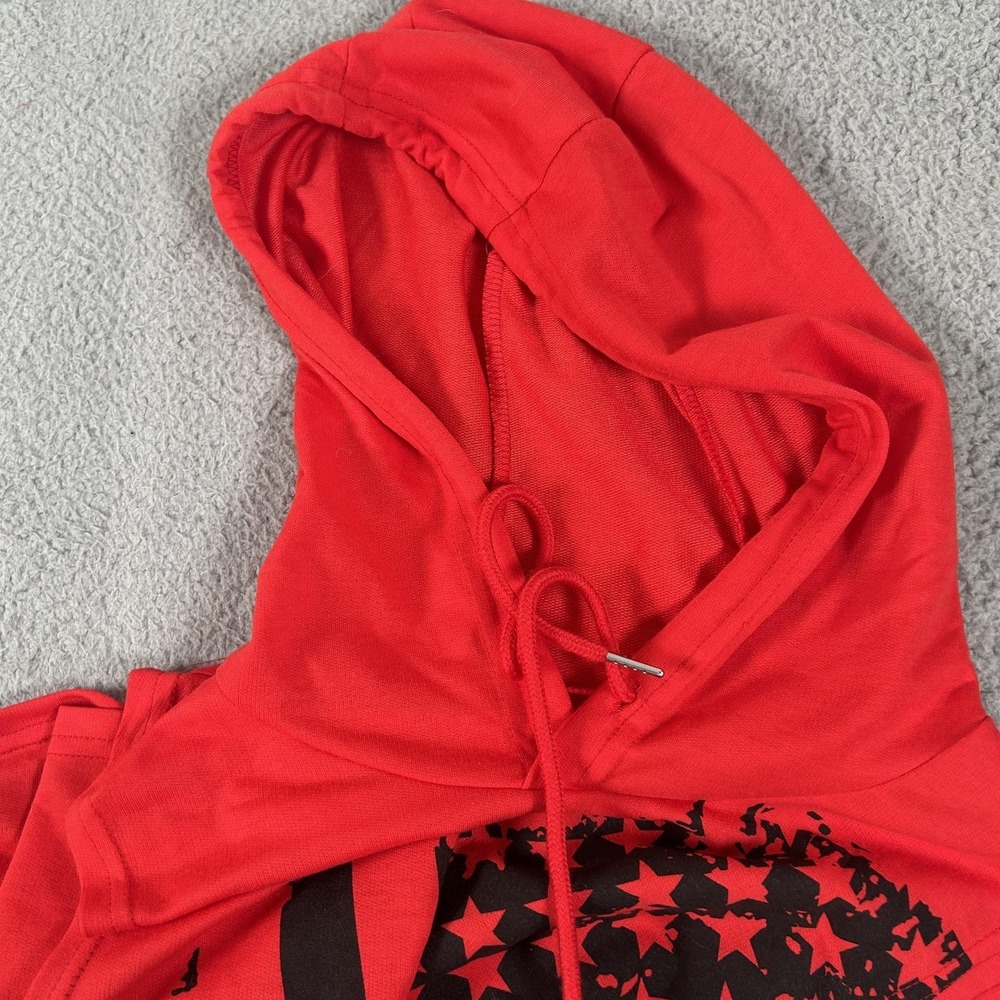 American Flag Tank Top Mens 2XL Red Hooded Sleeveless Pocket USA Patriotic Gym - Picture 15 of 15